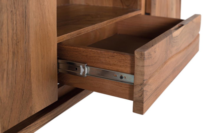 GINER Y COLOMER Mueble TV de madera de acacia natural y metal plateado